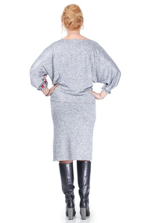 Bluza jerse gri pictata  Liza Panait Liza Panait Online Boutique